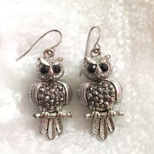 Elegant Silver Owl Earrings